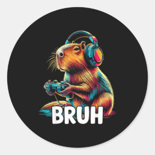 Adesivo Redondo Bruh Capivaras Vídeos Engraçados Jogos Capivara 