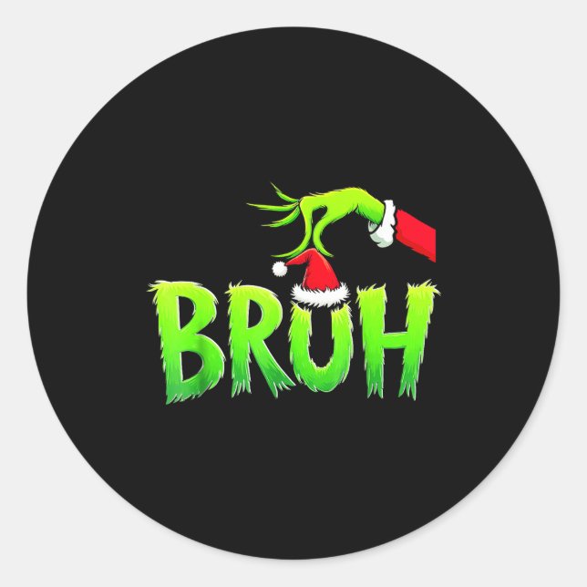 Adesivo Redondo Bruh Christmas Shirt Kids Xmas Teens Boys Funny Ch (Frente)