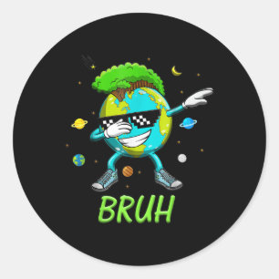 Adesivo Redondo Bruh Dab Earth Day 2025: Salve O Planeta Dia da Te