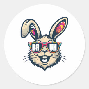 Adesivo Redondo Bruh Dabbing Bunny Páscoa Engraçado Crianças Menin