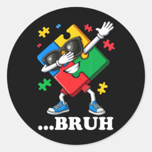 Adesivo Redondo Bruh Dabbing Quebra-cabeça Funny Kids Meninos Mens