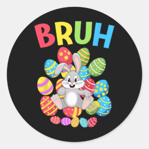 Adesivo Redondo Bruh Dabbing Rabbit Bunny Day Egboy
