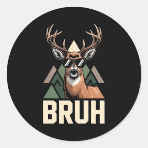 Adesivo Redondo Bruh Deer Camisa Camuflada Divertida para Caça de