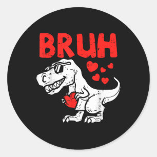 Adesivo Redondo Bruh Dinosaur Retro Namorados Rapazes Homens Garot