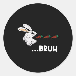 Adesivo Redondo Bruh Easter Bunny Comendo Chocolate Coelho