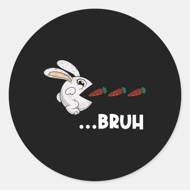 Adesivo Redondo Bruh Easter Bunny Comendo Chocolate Coelho (Frente)