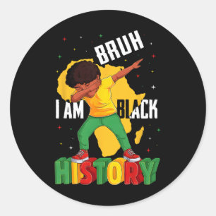 Adesivo Redondo Bruh Eu Sou Mês da História Negra Homens Adolescen