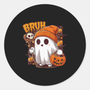 Adesivo Redondo Bruh Fantasma Feliz Halloween Doces ou Travessuras