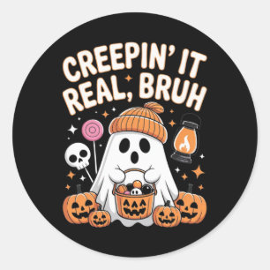 Adesivo Redondo Bruh Ghost Halloween Ghost Trick Ou Treine Kid