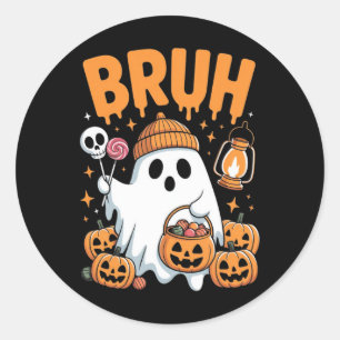 Adesivo Redondo Bruh Ghost Halloween Ghost Trick Ou Treine Kid