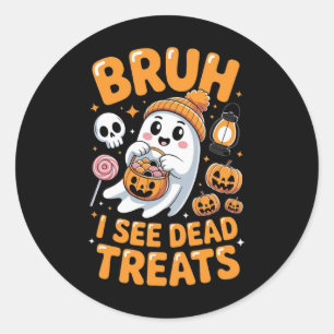 Adesivo Redondo Bruh Ghost Halloween Ghost Trick Ou Treine Kid