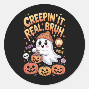 Adesivo Redondo Bruh Ghost Halloween Ghost Trick Ou Treine Kid