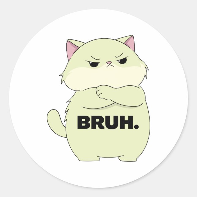 Adesivo Redondo Bruh Kitty Sticker (Frente)