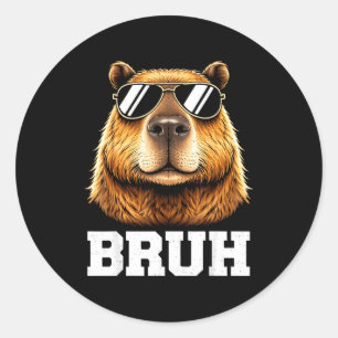 Adesivo Redondo Bruh meme de capivara engraçado energia tranquila