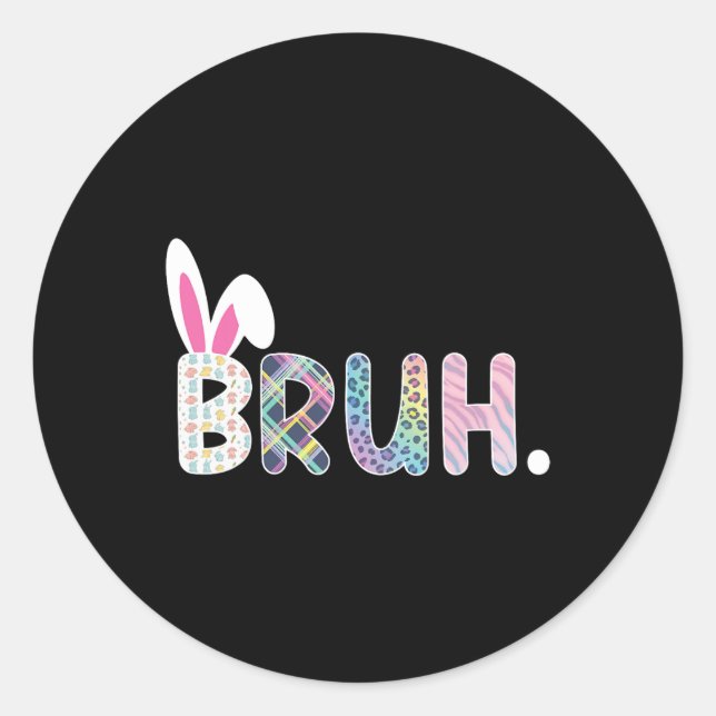 Adesivo Redondo Bruh Memória Dia da Páscoa Engraçado Ovos Engraçad (Frente)