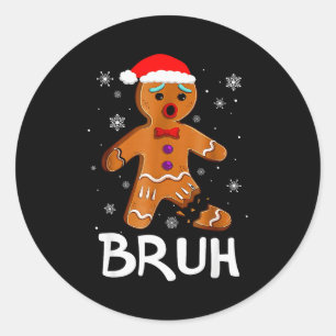 Adesivo Redondo Bruh Natal Divertido Homem de Biscoito de gengibre