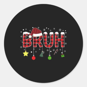 Adesivo Redondo Bruh Natal Red Xadrez Adolescentes Rapazes Criança