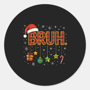 Adesivo Redondo Bruh Natal Xadrez Vermelha Xmas Pijamas Adolescent
