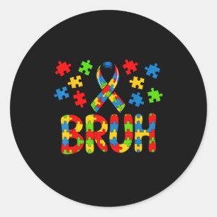 Adesivo Redondo Bruh puzzle autismo conscientização apoio meme eng