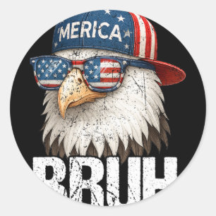 Adesivo Redondo Bruh Quatro 4 de Julho Águia Patriota Americano M