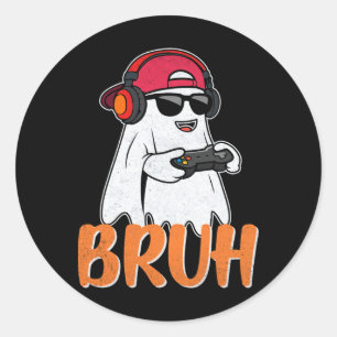 Adesivo Redondo Bruh Spooky Boo Halloween Costume Gamer Men