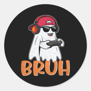 Adesivo Redondo Bruh Spooky Boo Halloween Costume Gamer Men