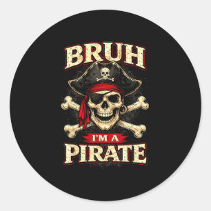 Adesivo Redondo Bruh um patch de olho de caveira pirata ossos cruz
