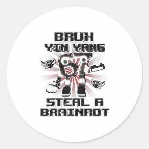 Adesivo Redondo Bruh Yin Yang 67 Seis Sete 6-7 Divertido Brainrot 