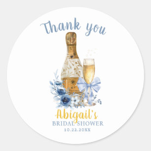 Adesivo Redondo BRUNCH & BUBBLY Chuveiro Nupcial Floral Azul