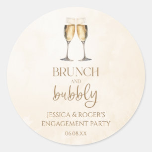 Adesivo Redondo Brunch e Bubbly Favor de Brunch da Festa de Noivad