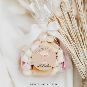 Adesivo Redondo Brunch e Bubbly Presentes de Chá de Noiva com Cham