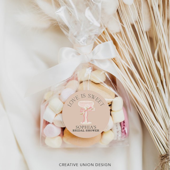 Adesivo Redondo Brunch e Bubbly Presentes de Chá de Noiva com Cham (Criador carregado)