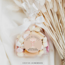 Adesivo Redondo Brunch e Champanhe Bubbly Lembrancinhas para Chá d