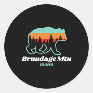 Adesivo Redondo Brundage Mountain Idaho Skiing Snowboard Bear