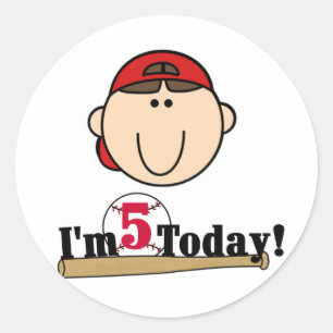 Adesivo Redondo Brunette Baseball 5 Birthday