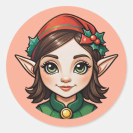 Adesivo Redondo Brunette Elf Portrait