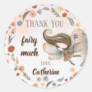 Adesivo Redondo Brunette Fairy Girl Favor Gift