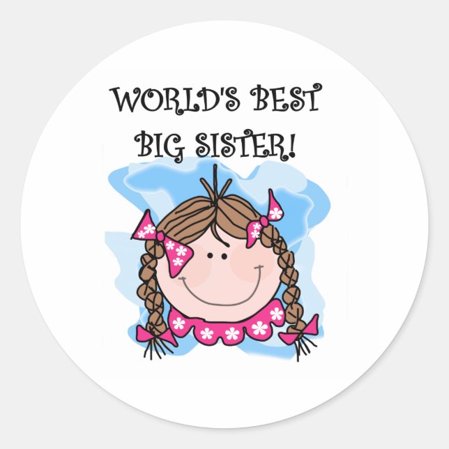 Adesivo Redondo Brunette World's Best Big Sister (Frente)