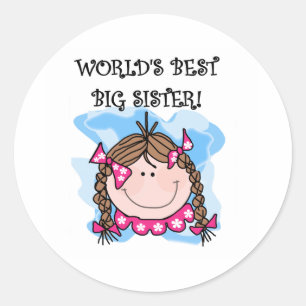 Adesivo Redondo Brunette World's Best Big Sister