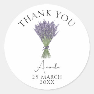 Adesivo Redondo Brunt De Brida De Lavanda De Aquarela Obrigado