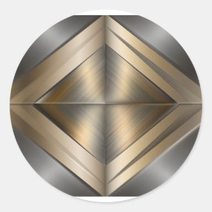 Adesivo Redondo Brushed Metallic Geometric Diamond Pattern