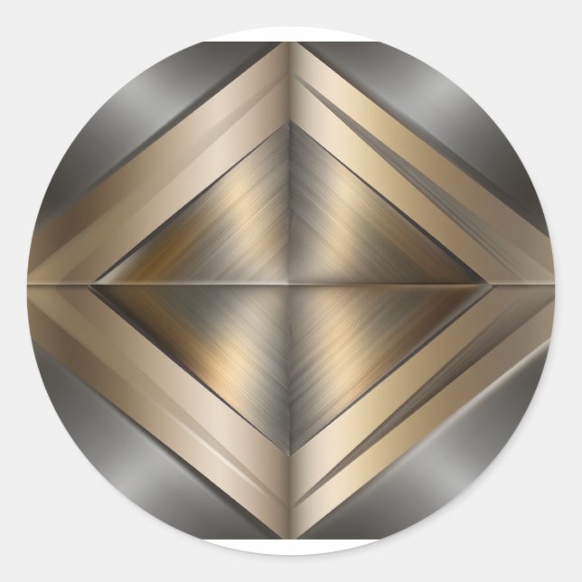 Adesivo Redondo Brushed Metallic Geometric Diamond Pattern (Frente)