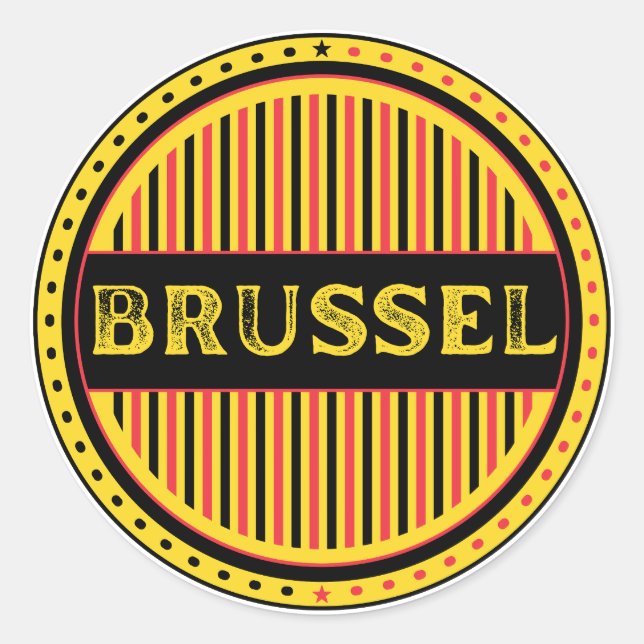 Adesivo Redondo Brussel City Pride Emblem – Belgian Identity (Frente)