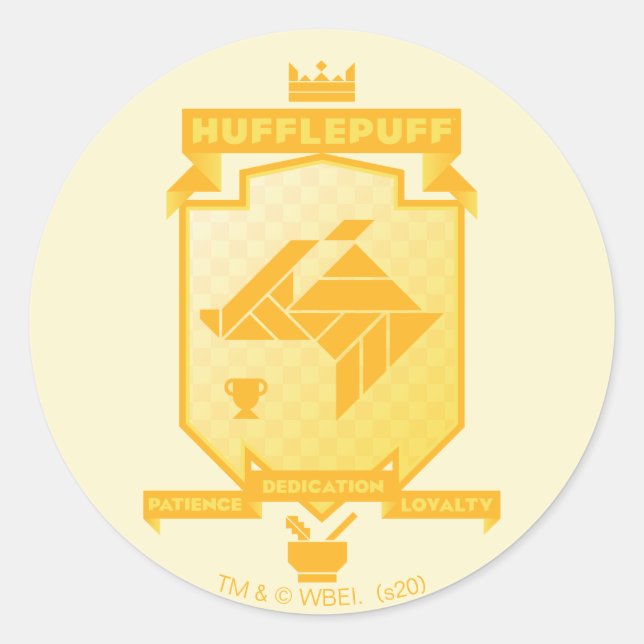 Adesivo Redondo Brutalist HUFFLEPUFF™ Crest (Frente)