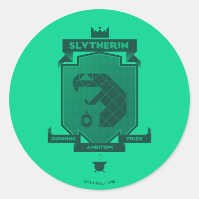Adesivo Redondo Brutalist SLYTHERIN™ Crest (Frente)