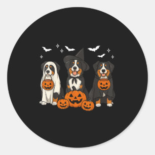 Adesivo Redondo Bruxa Bernese Mountain Halloween Berner Cão Fantas