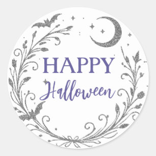 Adesivo Redondo Bruxa Caprichosa Wicca Prateada Brilho Halloween