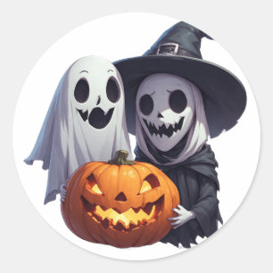 Adesivo Redondo Bruxa Cativante do Halloween Amigos Fantasmas 🧙♀