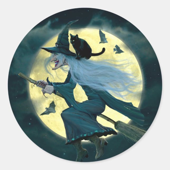 Adesivo Redondo bruxa da sala (Frente)