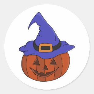 Adesivo Redondo Bruxa de Abóbora do Halloween